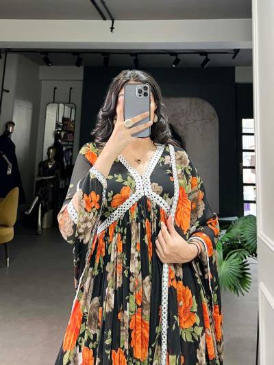 D.NO.5040 COLOUR’S BY LNB DESIGNER GEORGETTE GOWNS WHOLESALER IN INDIA